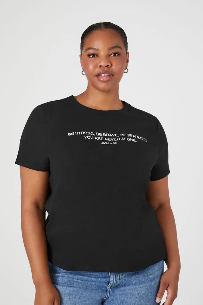 Women's Be Strong Graphic T-Shirt in Black/White, 3X