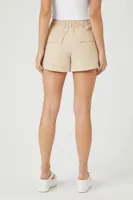 Women's Twill Drawstring Shorts in Taupe Large