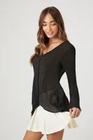 Women's Handkerchief Chiffon Top in Black Medium