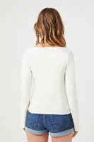 Women's Shirred Tie-Front Top in Cream Small