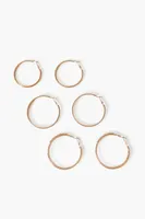 Women's Etched Hoop Earring Set in Clear/Gold