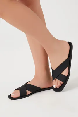 Women's Crisscross Square-Toe Sandals in Black, 7