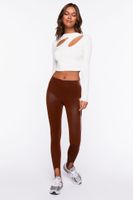 Women's Faux Leather Stirrup Leggings in Chocolate, XS