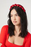 Satin Rose Headband in Red