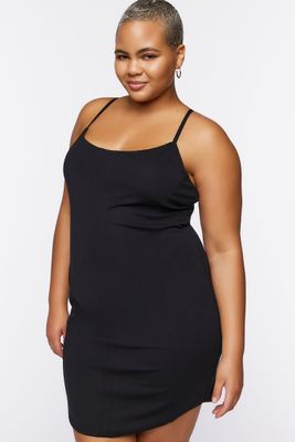 Women's Ponte Knit Mini Dress in Black, 0X