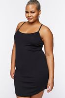 Women's Ponte Knit Mini Dress in Black, 0X