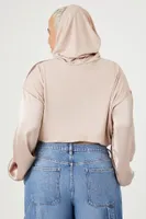 Women's Satin Cropped Hoodie Goat,