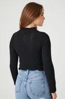 Women's Cropped Open-Knit Sweater