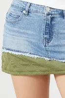 Women's Reworked Denim Mini Skirt in Denim, XS