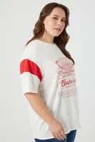 Women's Budweiser Graphic T-Shirt in White/Red, 2X