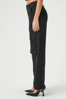 Women's Satin Wide-Leg Pants in Black Small