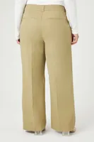 Women's Twill Wide-Leg Pants in Brown, 0X