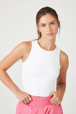 Women's Active Ribbed Knit Tank Top in White Medium