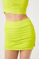 Women's Active Ruched Mini Skirt in Acid Green Small