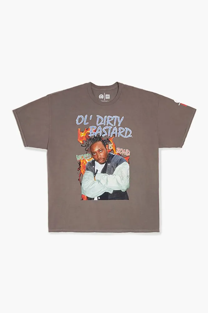 Men Ol Dirty Bastard Glitter Print Graphic Tee in Deep Taupe Large