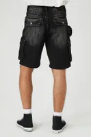 Men Cargo Denim Shorts in Washed Black, 32