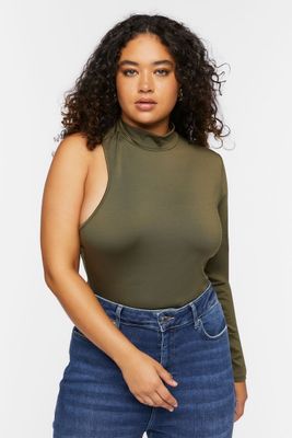 Women's One-Sleeve Cutout Top in Cypress , 2X