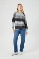 Women's Gradient Raglan Sweater in Black/Grey, XL