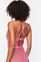 Women's Lace Clip Dot Lingerie Bodysuit in Hot Pink Large