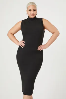 Women's Bodycon Midi Dress Black,