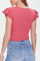 Women's Flutter-Sleeve Crop Top in Rose Petal Medium