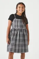 Girls Plaid Cami Dress (Kids) in Black, 13/14