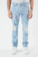 Men Distressed Marble Skinny Jeans in Medium Denim, 29