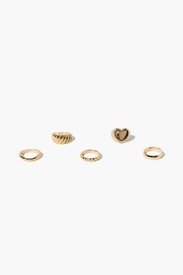 Women's Upcycled Heart Ring Set Gold,