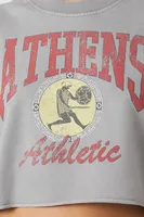 Women's Athens Athletic Cropped Pullover in Dark Grey Medium