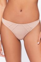 Women's Seamless Mid-Rise Thong Panties in Taupe Medium