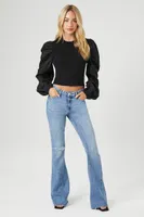 Women's Ruched Sweater-Knit Crop Top