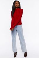 Women's Ribbed Mock Neck Sweater in Red Small