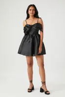 Women's Organza Bow Mini Dress in Black Medium