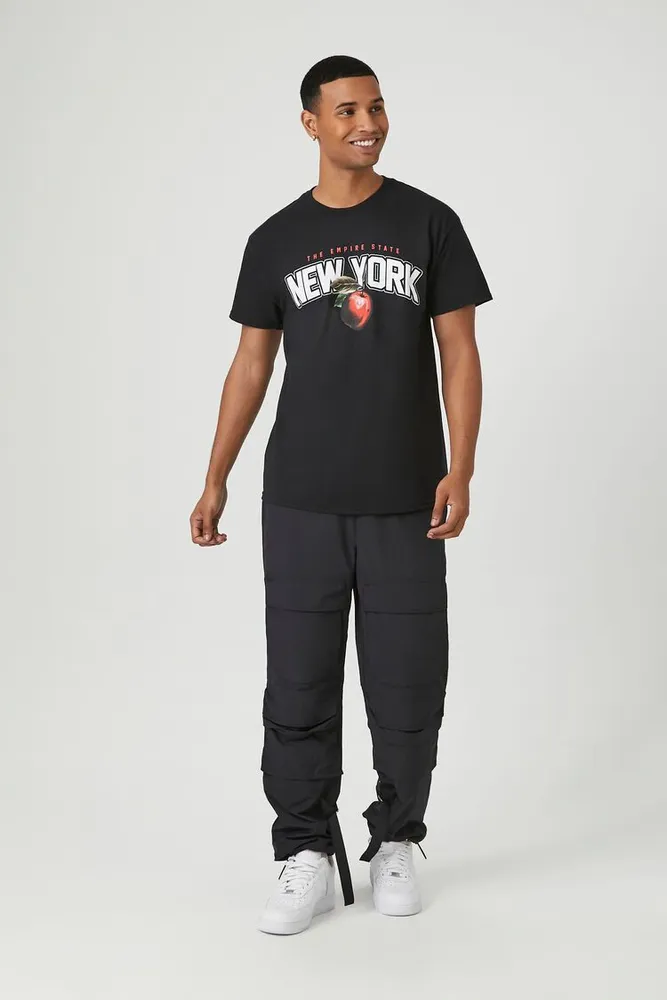 Men Toggle Drawstring Cargo Joggers in Black Large