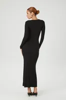 Women's Ribbed Bodycon Maxi Dress in Black Large