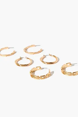 Women's Chain Hoop Earring Set in Gold