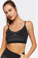 Women's Seamless Glitter Sports Bra in Black/Silver, M/L