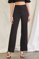 Women's Puff-Sleeve Crop Top & Pants Set in Black Medium