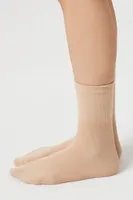 Ribbed-Trim Crew Socks in Tan