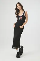 Women's Ribbed Knit Kuromi & My Melody Tank Top in Black Small