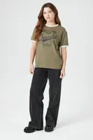 Women's Chevrolet Graphic Ringer T-Shirt Olive,