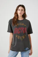 Women's Rhinestone ACDC Graphic T-Shirt in Black Small