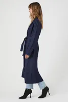 Women's Belted Denim Trench Coat Dark