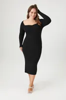 Women's Sweetheart Midi Sweater Dress in Black, 2X