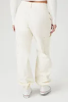 Women's High-Rise Denim Cargo Pants in Ivory Large