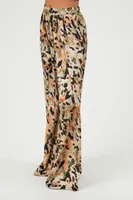 Women's Abstract Print Palazzo Pants in Taupe, XS