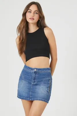 Women's High-Rise A-Line Denim Mini Skirt Small