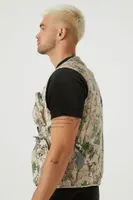 Men Nature Print Utility Cargo Vest Taupe