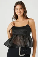 Women's Organza Peplum Cami in Black Small