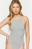 Women's Seamless Ladder Cutout Bodysuit in Heather Grey, S/M